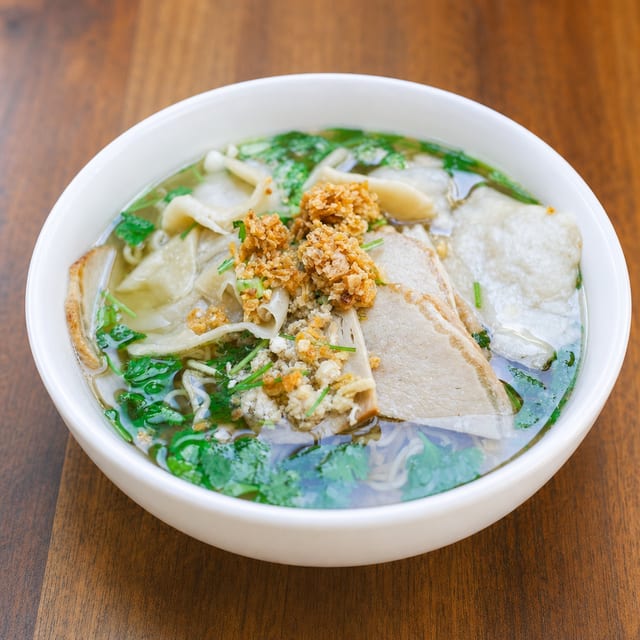 Wonton Soup with Egg Noodles.